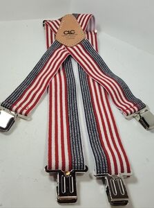 CLC Red and White Striped Suspenders